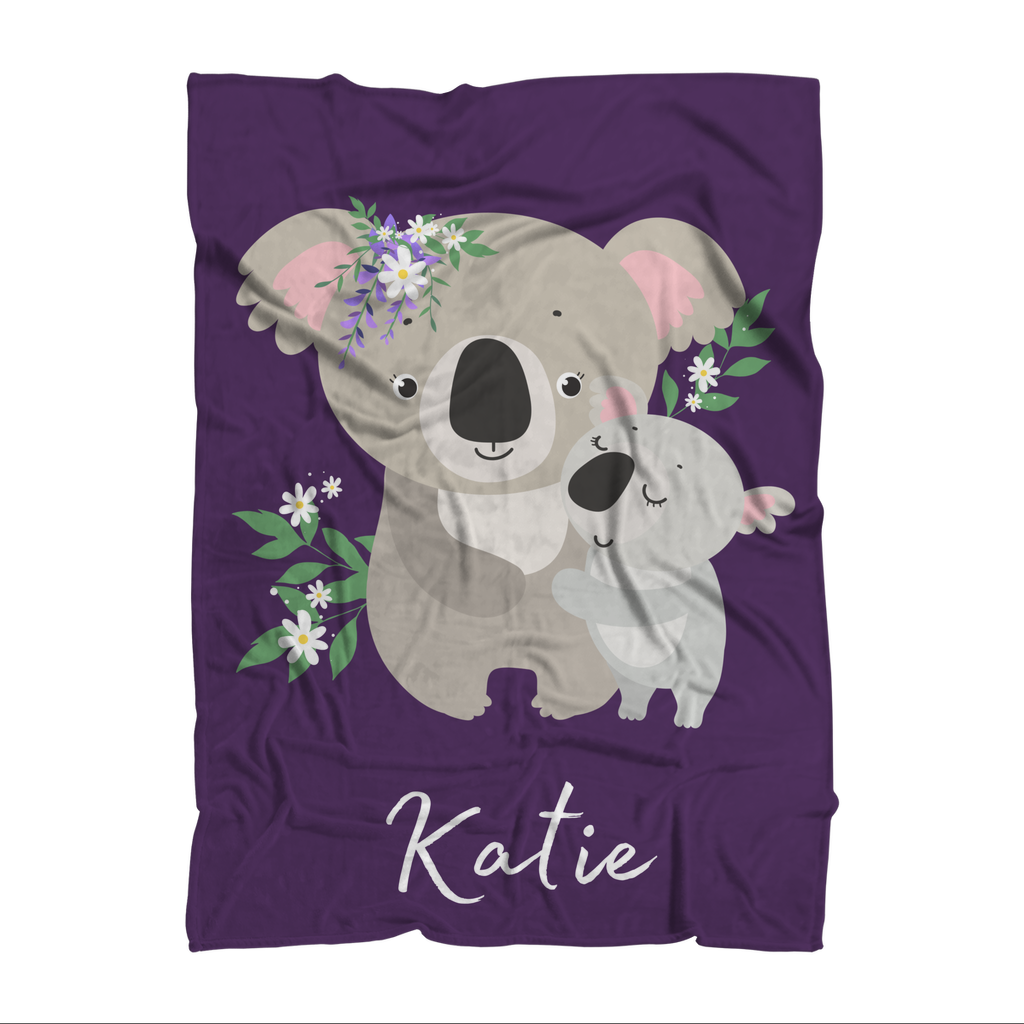 Girls Personalised Mum & Baby Koala Blanket 130cm x 175cm