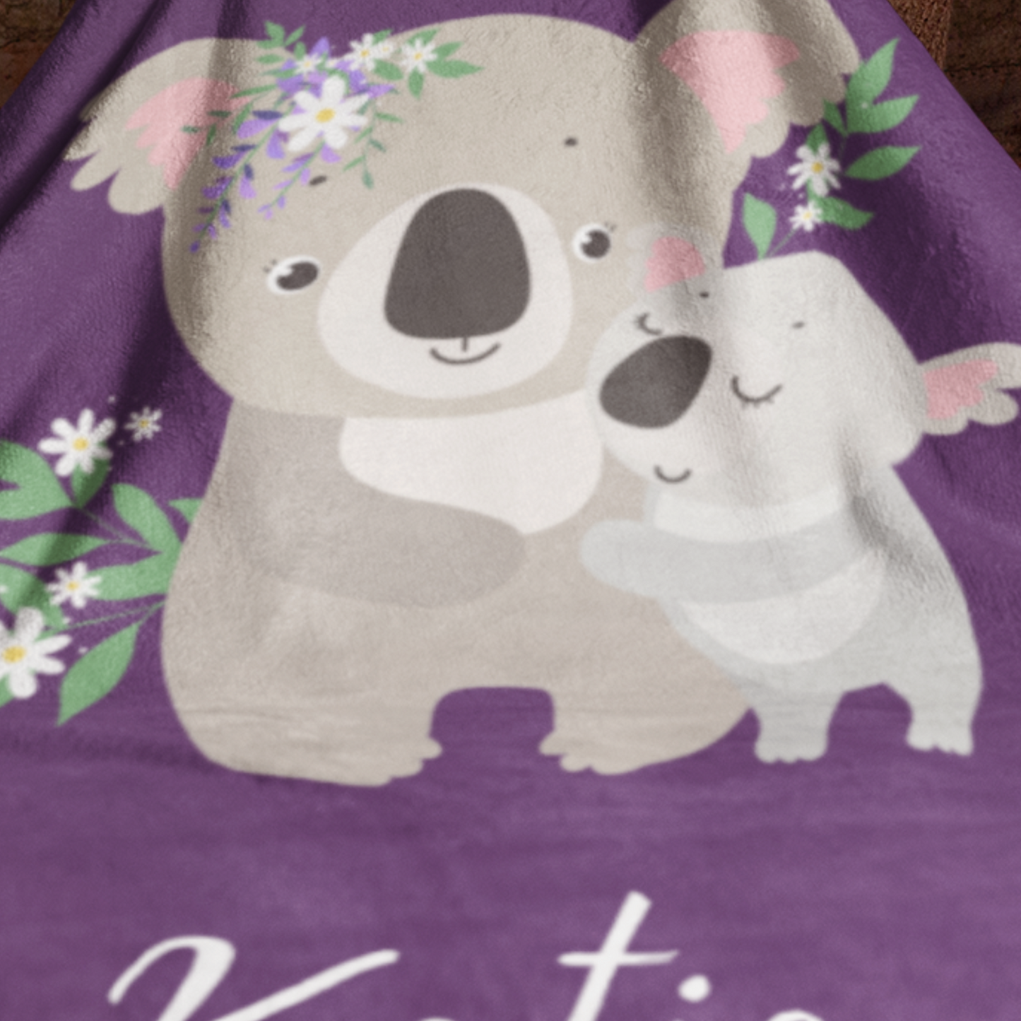 Girls Personalised Mum & Baby Koala Blanket 130cm x 175cm