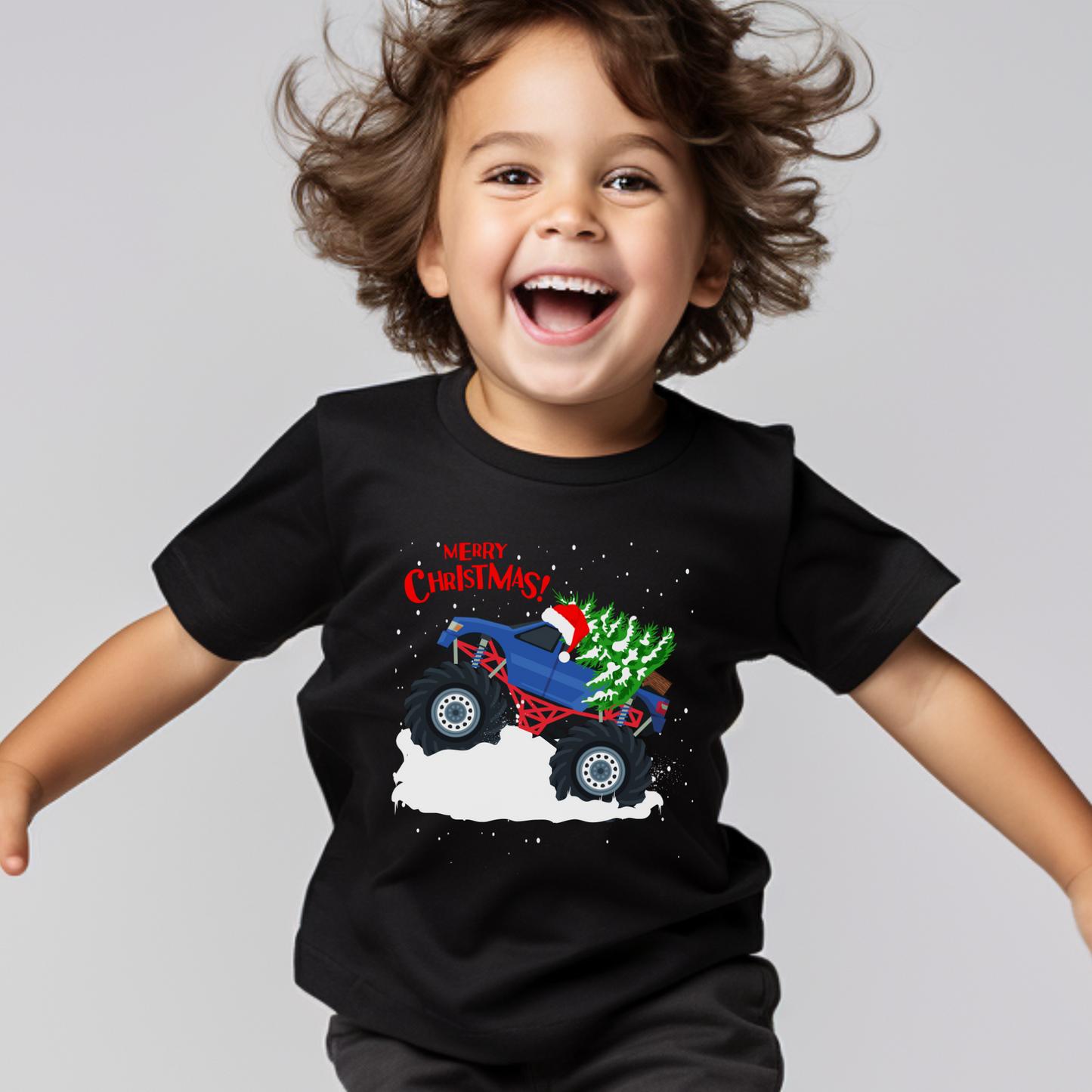 Festive Monster Truck - Kids Christmas T-shirt