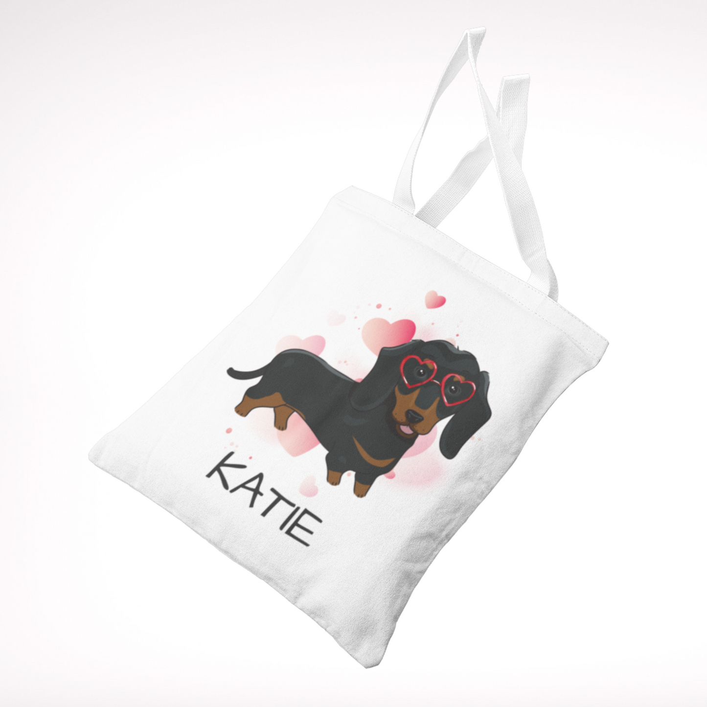 Girls Personalised Dachshund Tote Bag