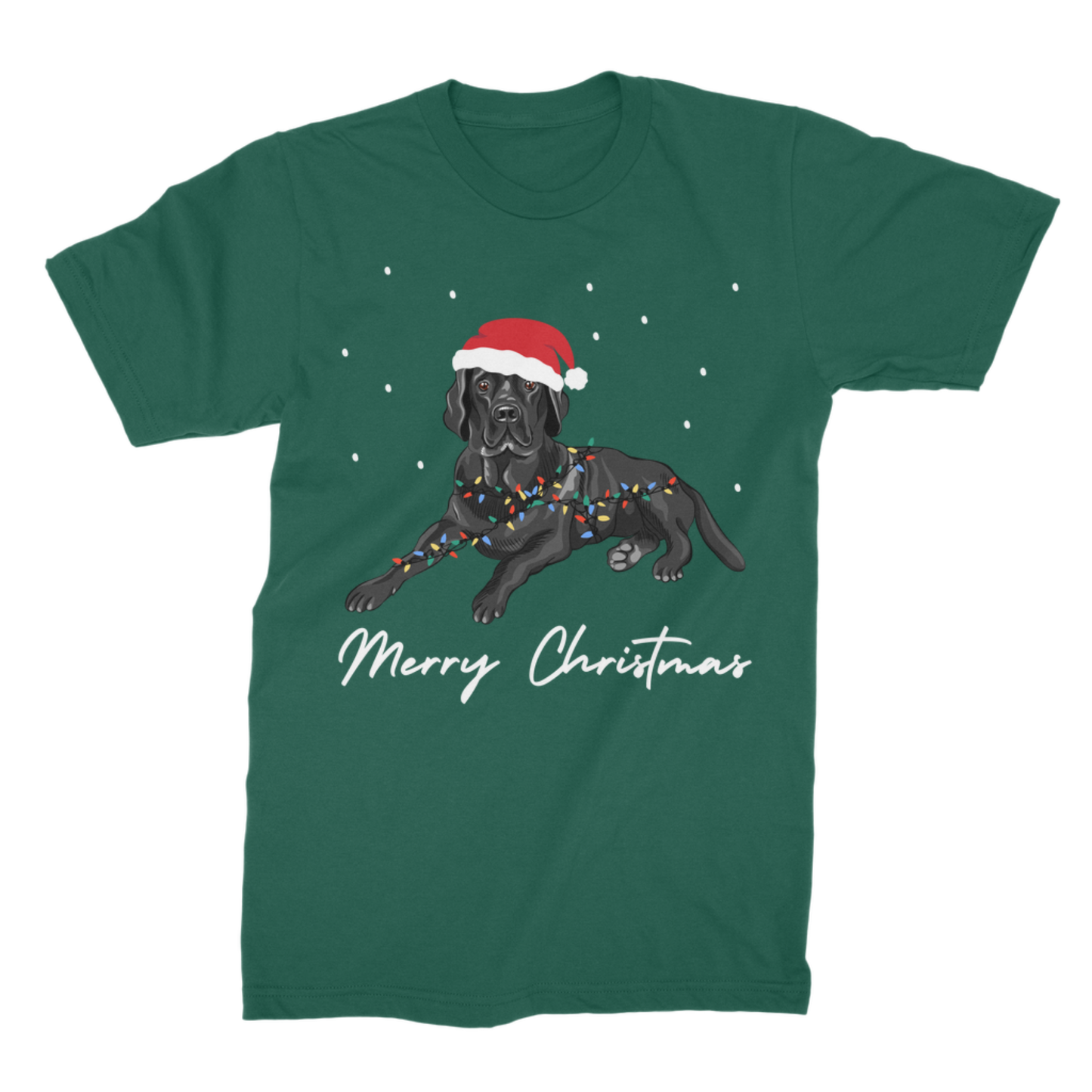 Black Labrador Christmas T-Shirt for Adults