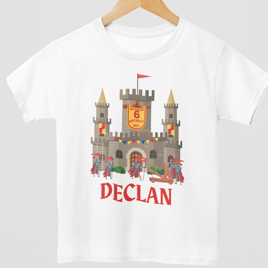 Boys Castle & Knights Birthday Themed T-shirt (3-11 Yrs)