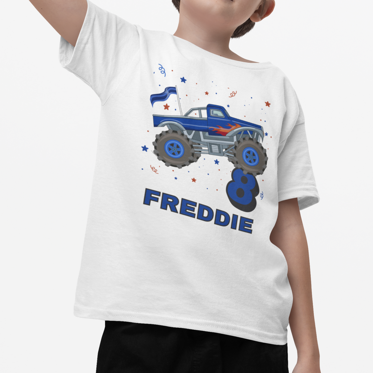 Kids Personalised Birthday Monster Truck T-shirt | 3 - 10 years