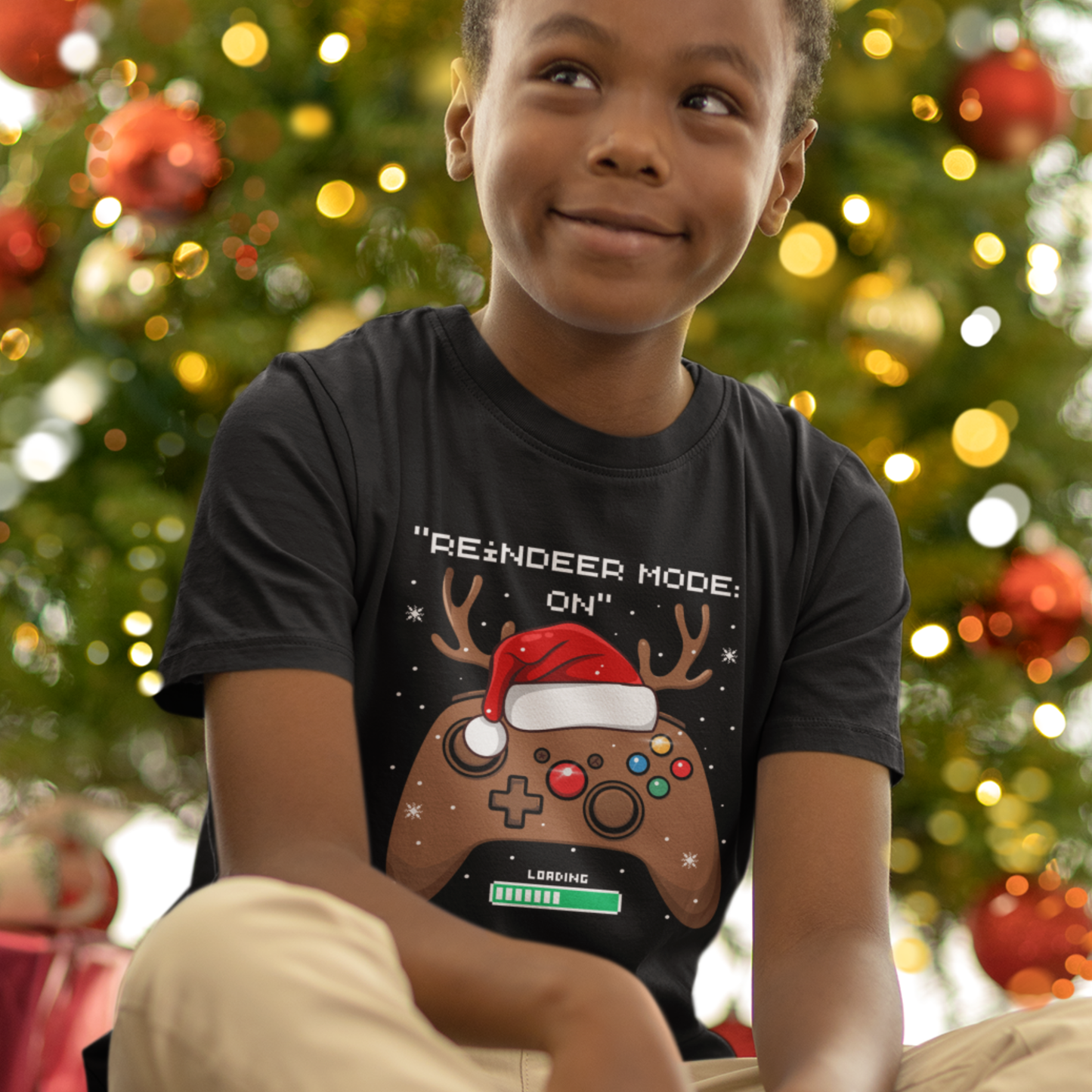 Kids Christmas T-Shirt – Reindeer Mode Gamer Controller Tee (3-13 Yrs)
