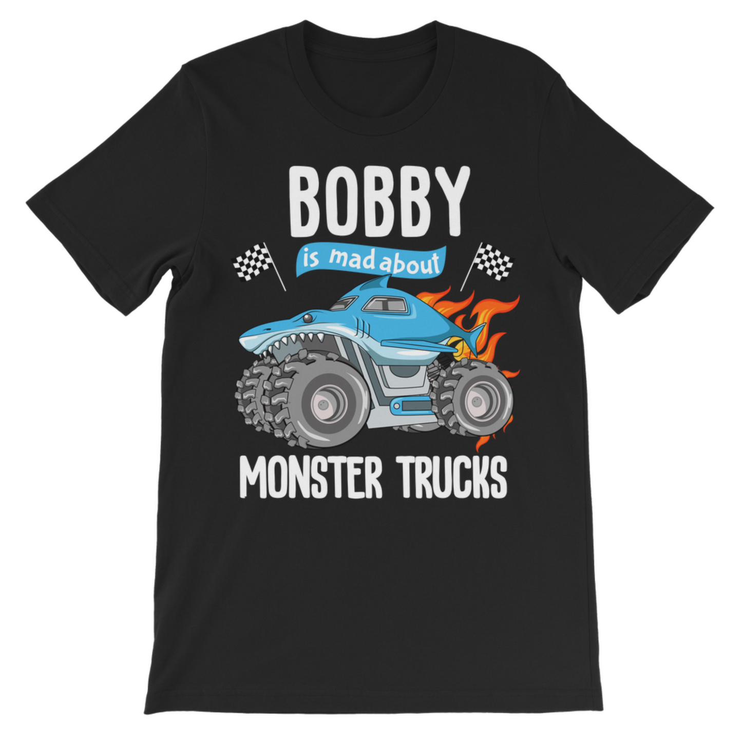 "Mad About Monster Trucks" Kids Custom Name T-shirt