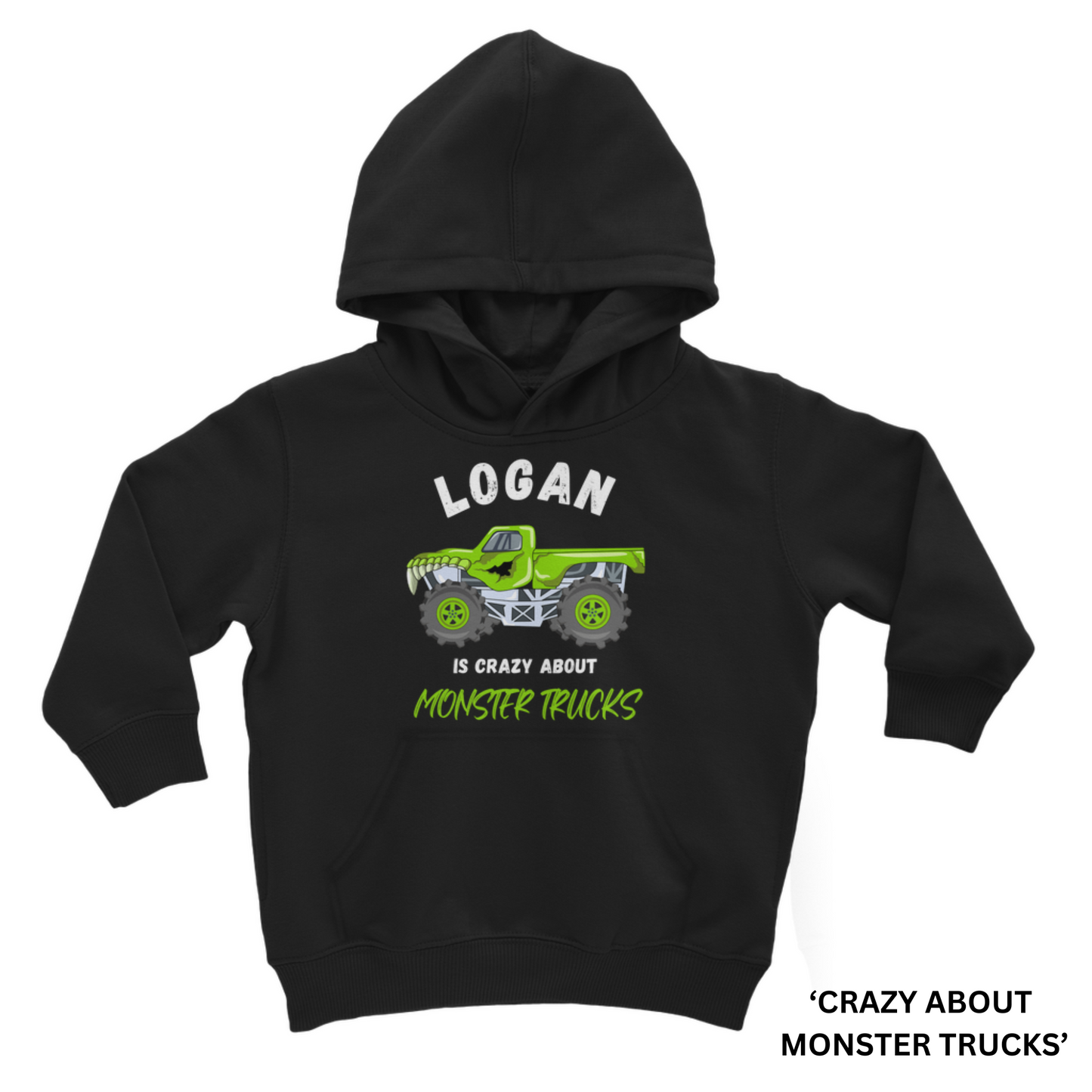 Boys 'Crazy about Monster Trucks' Personalised Hoodie | 3 - 13 years