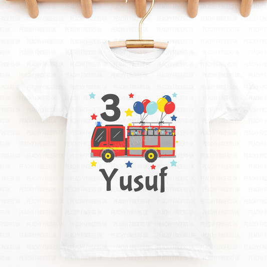Boys Birthday Fire Engine T-shirt | 3 - 8 years