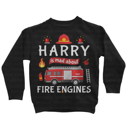 Boys Personalised "Mad About Fire Engines" Sweatshirt