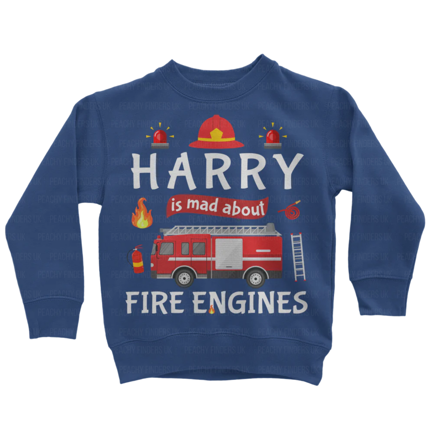 Boys Personalised "Mad About Fire Engines" Sweatshirt