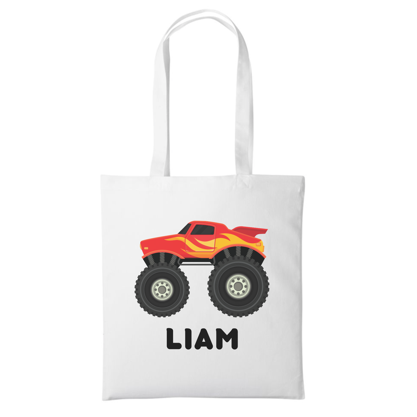 Boys Personalised Monster Truck Tote Bag