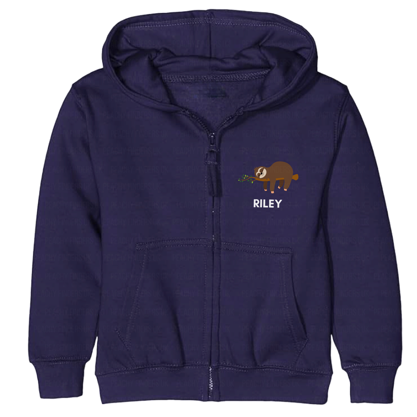 Boys Personalised Sleeping Sloth Full Zip Hoodie | 3 - 13 years