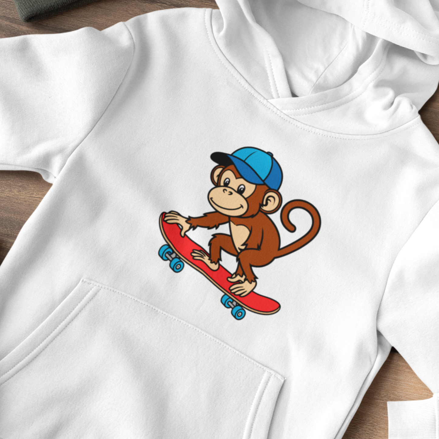 Unisex Kids Skateboarding Monkey Hoodie