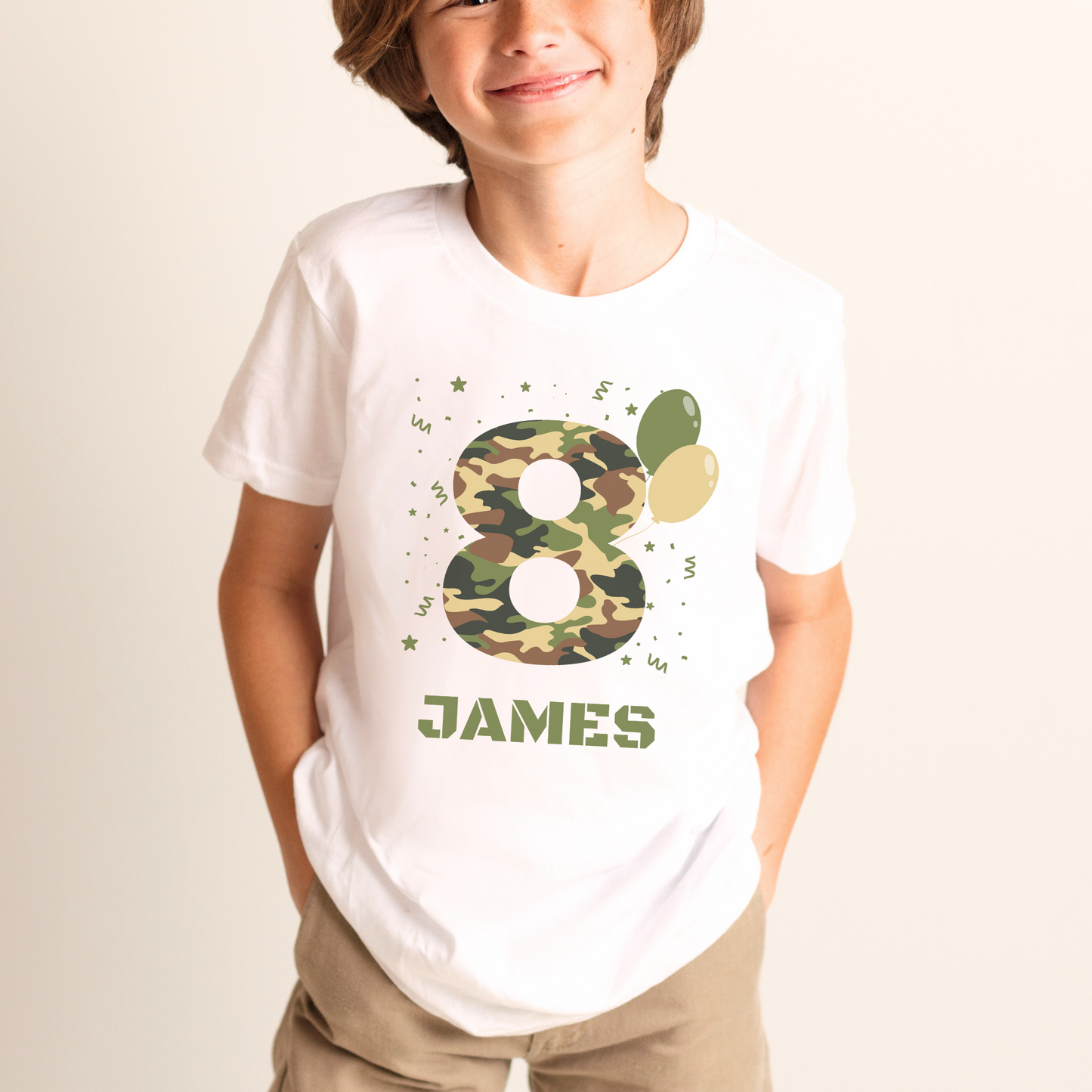 Kids Army Military Camouflage Birthday T-shirt | 3- 9 years