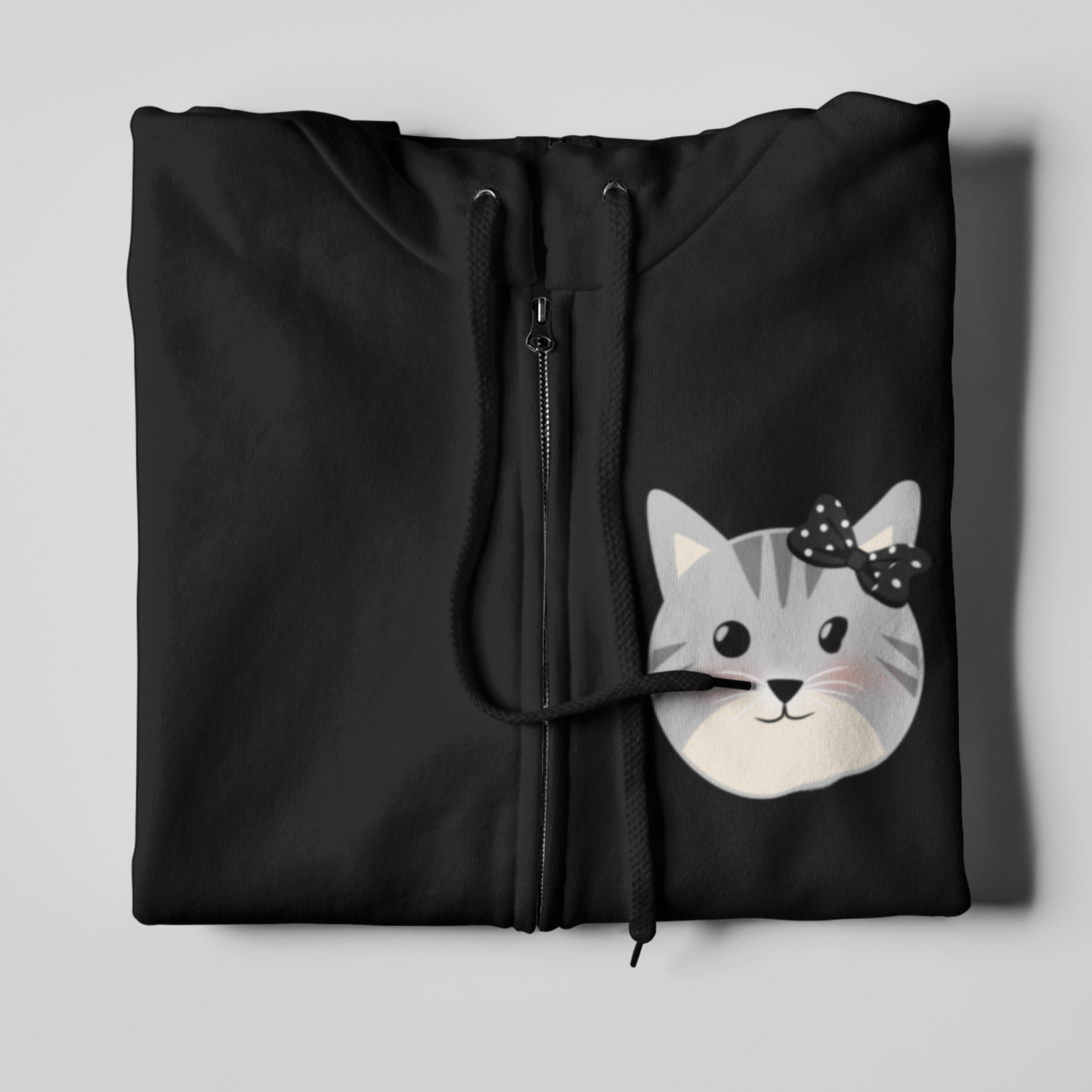 Cat with Bow Kids Full Zip Hoodie | 3 - 13 years
