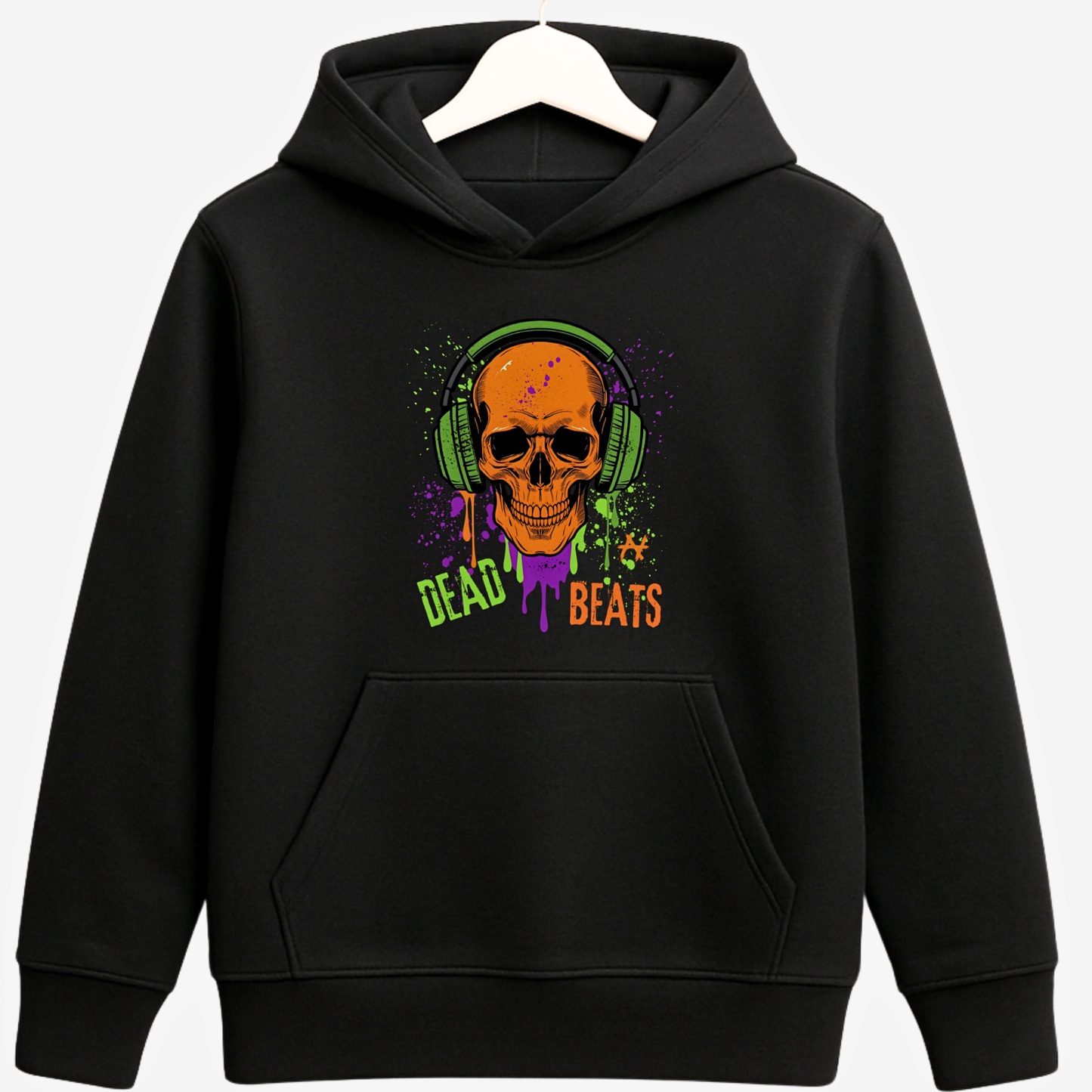 graffiti skull hoodie with headphones graphic