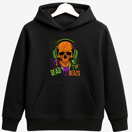 graffiti skull hoodie with headphones graphic
