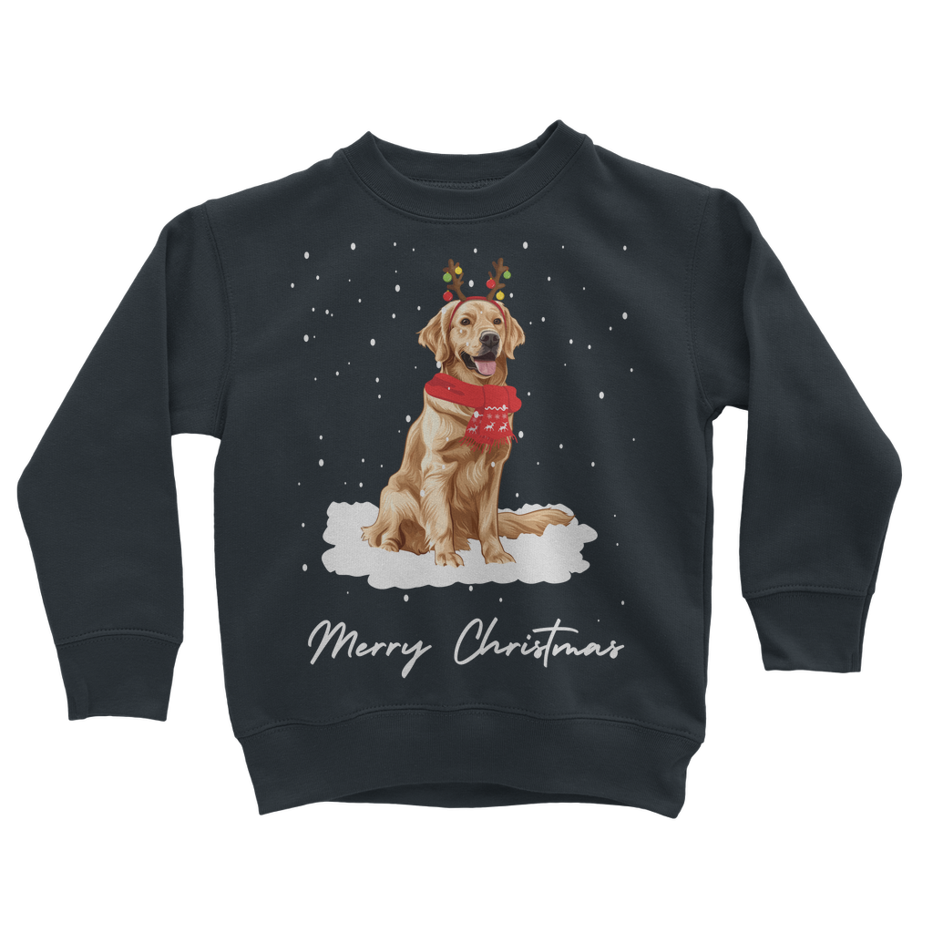 Funny Festive Golden Retriever - Unisex Kids Christmas Jumper