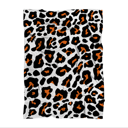 Orange & White Leopard Print Blanket 130 X 175 cm