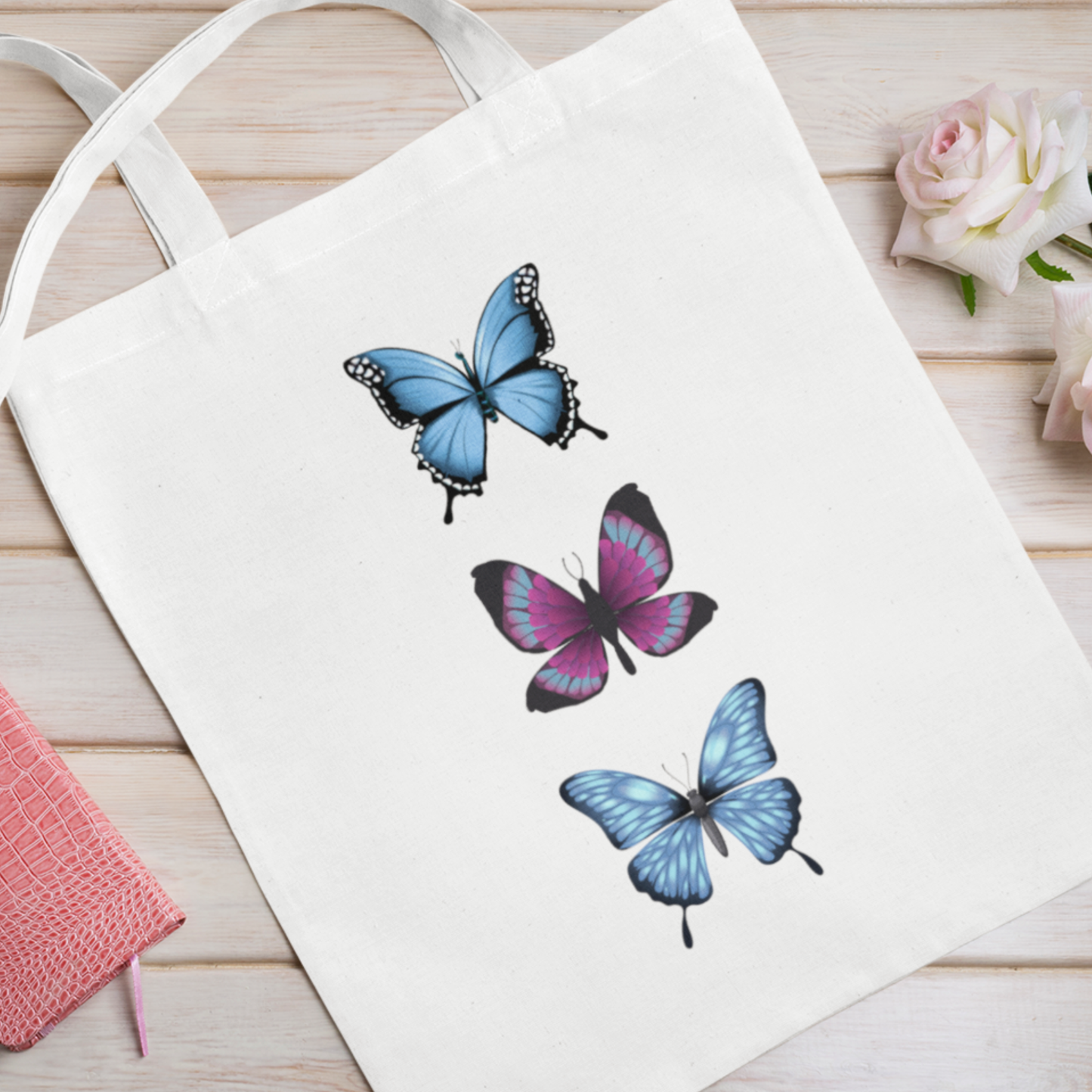 Butterfly Trio Cotton Tote Bag – Reusable Shopping & Everyday Bag