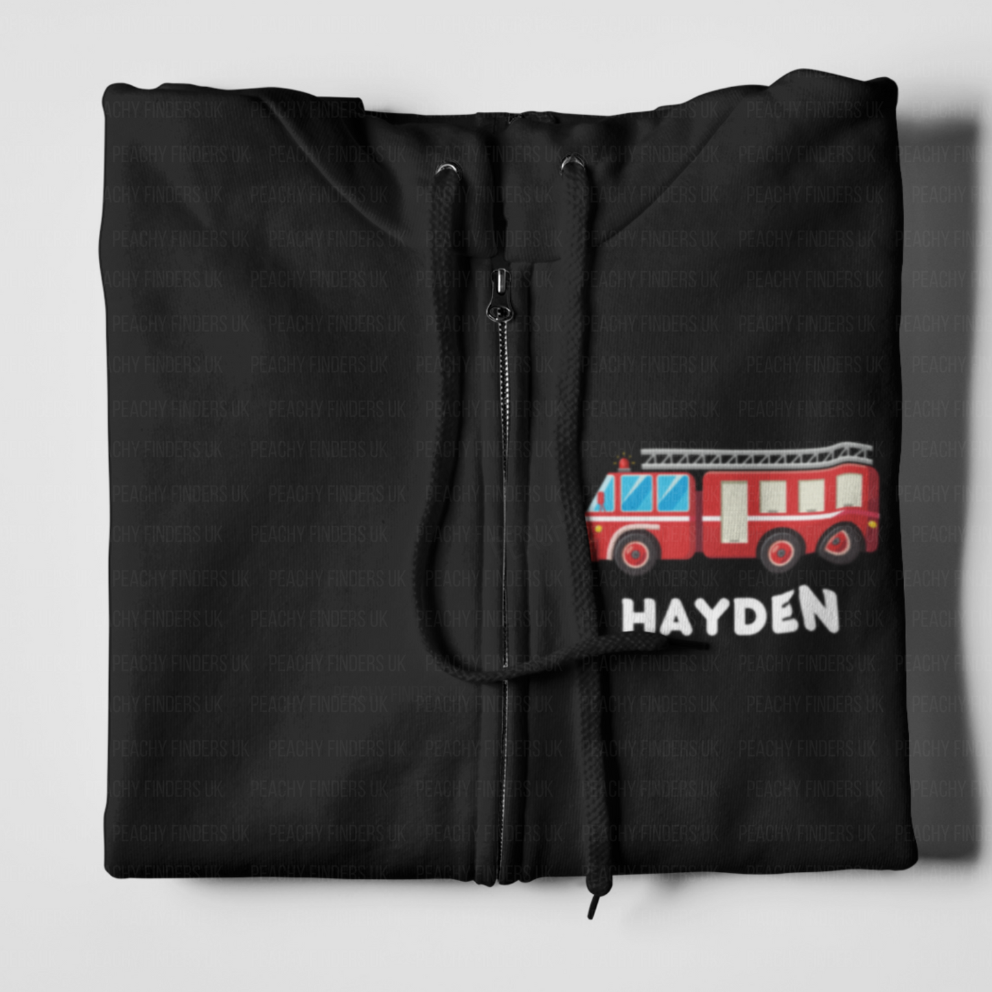 Boys Personalised Fire Engine Full Zip Hoodie | 3 - 11 years