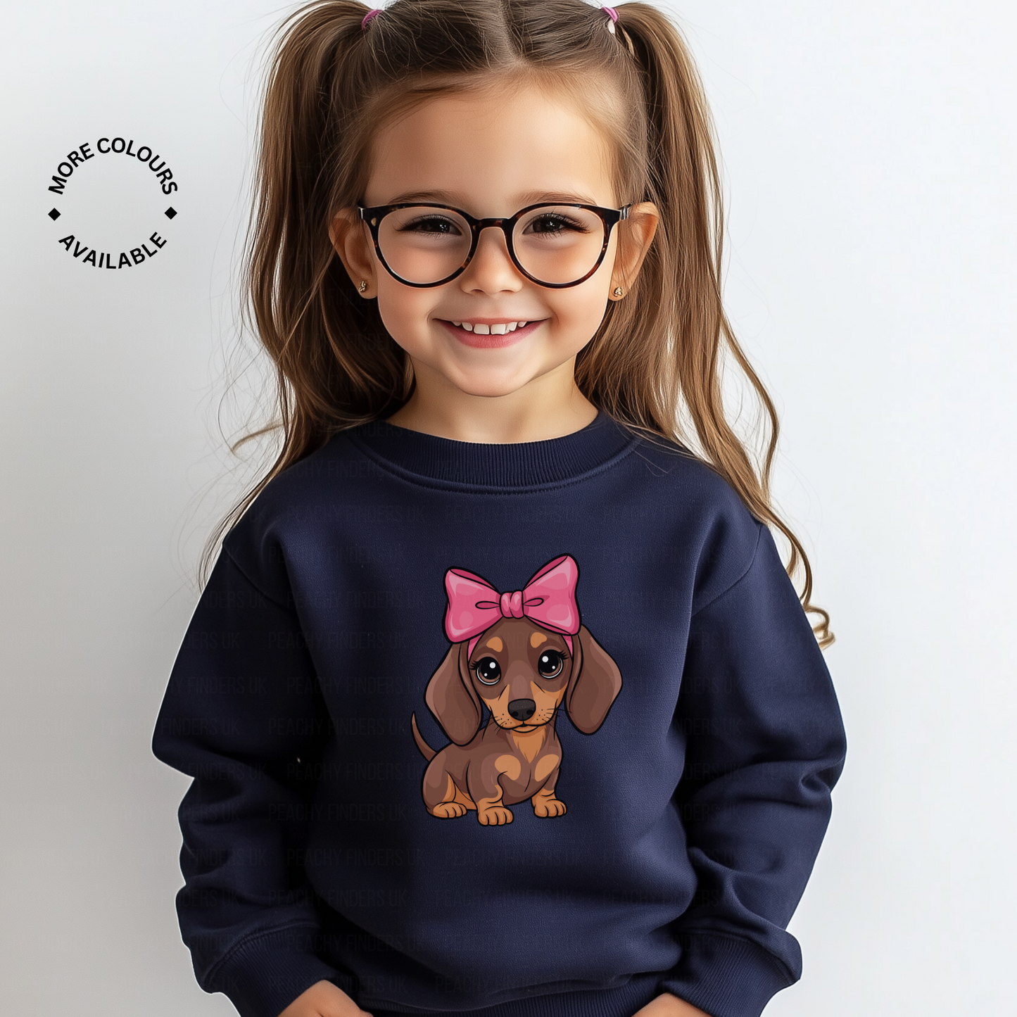 Girls Cute Coquette Big Bow Dachshund Sweatshirt