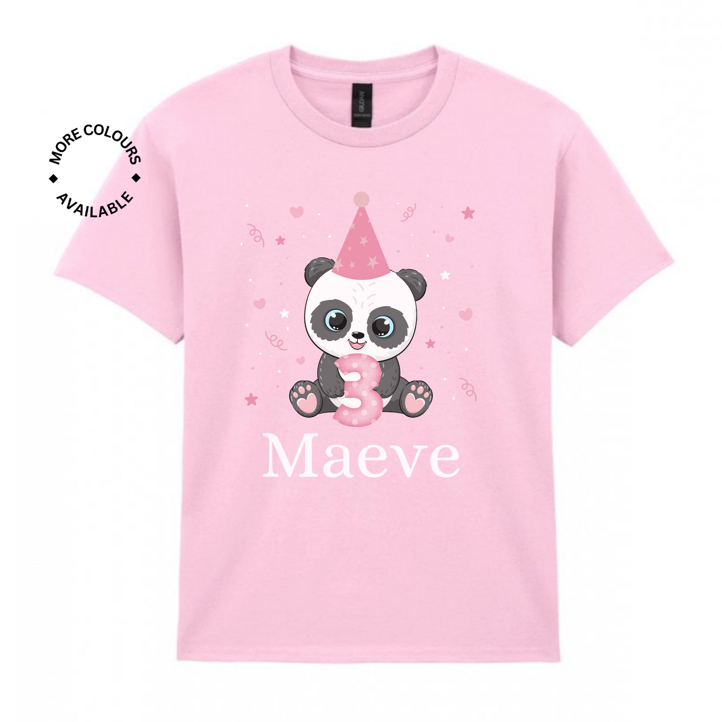 Girls Personalised Birthday Panda T-shirt | 3 - 8 years