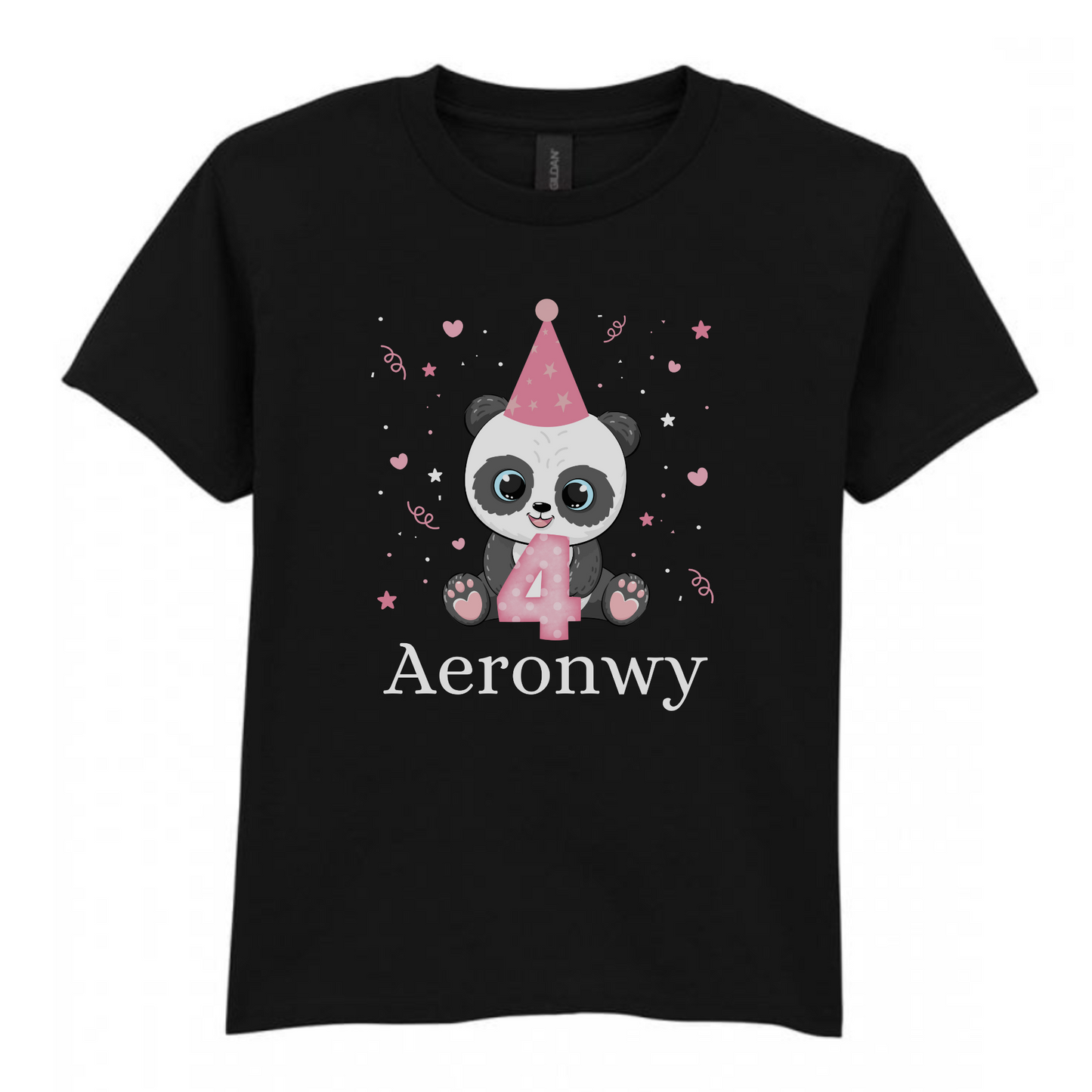 Girls Personalised Birthday Panda T-shirt | 3 - 8 years