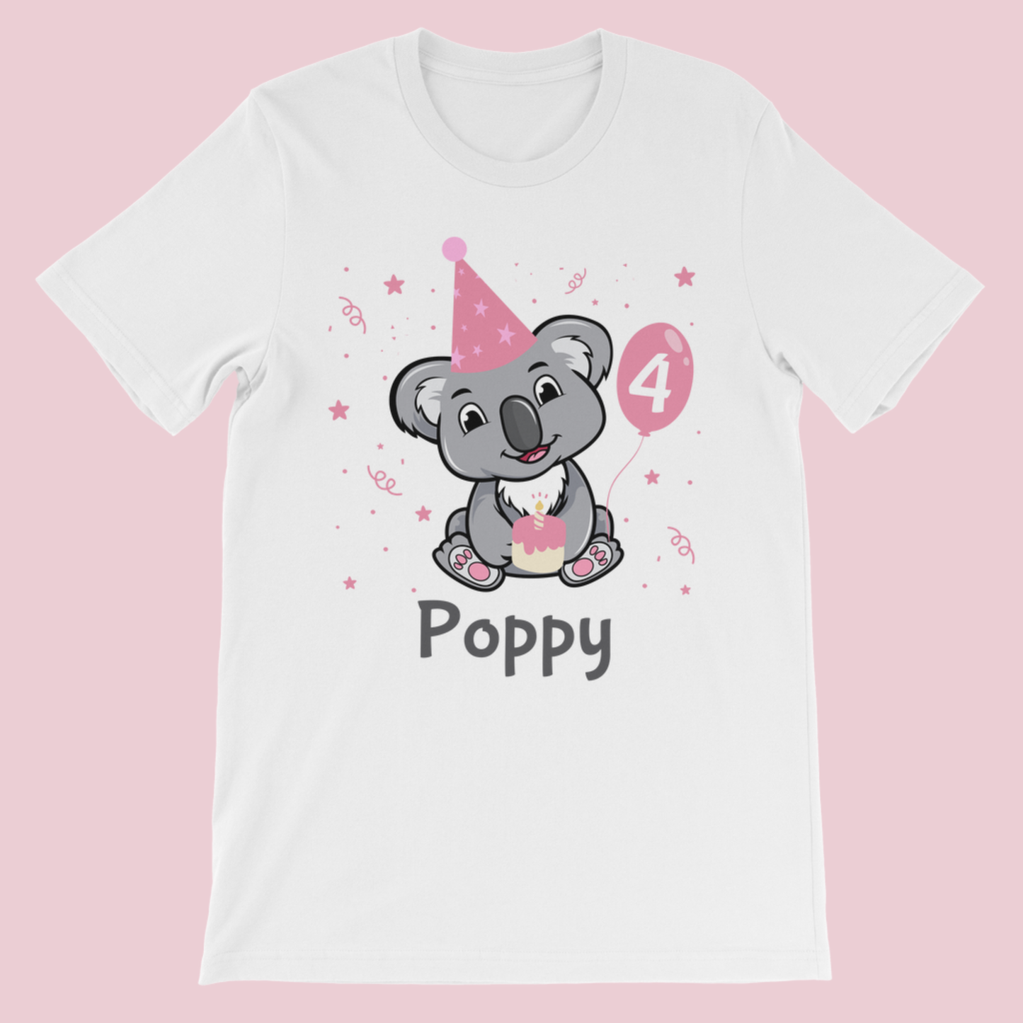 Girls Personalised Birthday Koala T-shirt - (Ages 1-8 yrs)