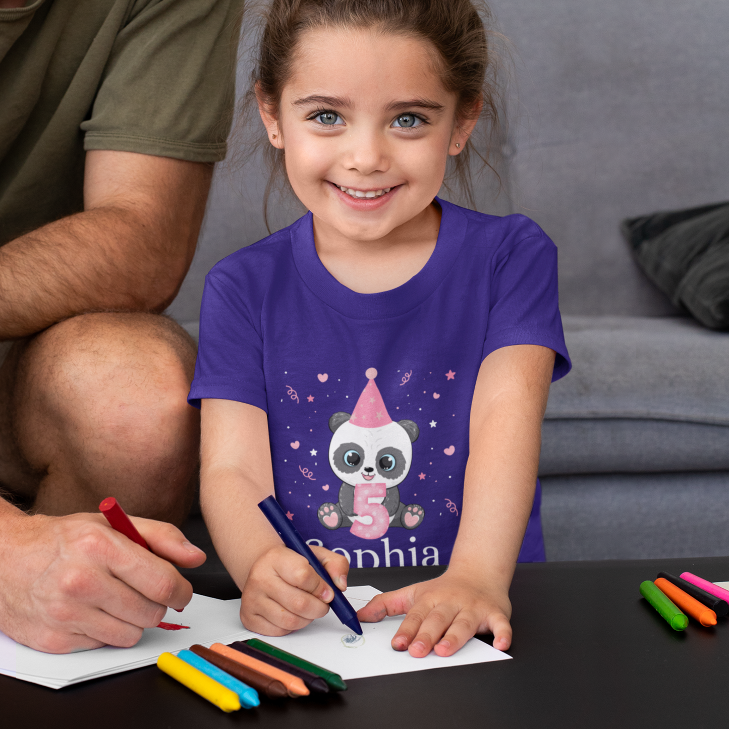 Girls Personalised Birthday Panda T-shirt | 3 - 8 years