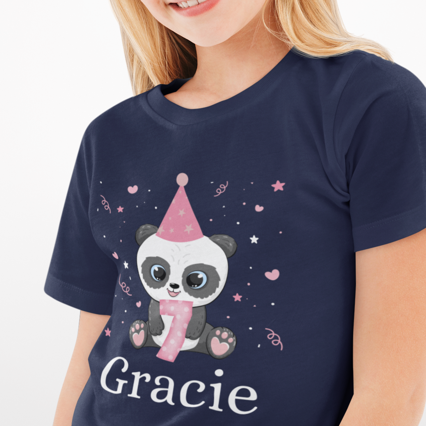 Girls Personalised Birthday Panda T-shirt | 3 - 8 years