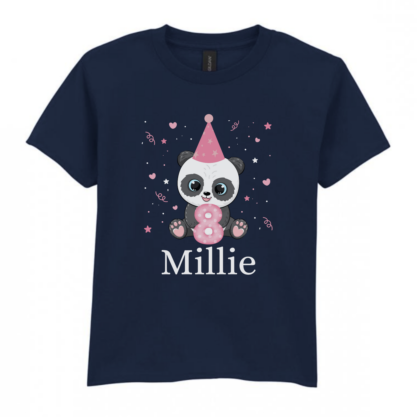 Girls Personalised Birthday Panda T-shirt | 3 - 8 years