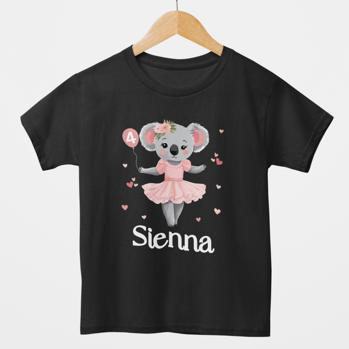 Girls Personalised Koala Ballerina Birthday T-shirt | 3 - 11 yrs