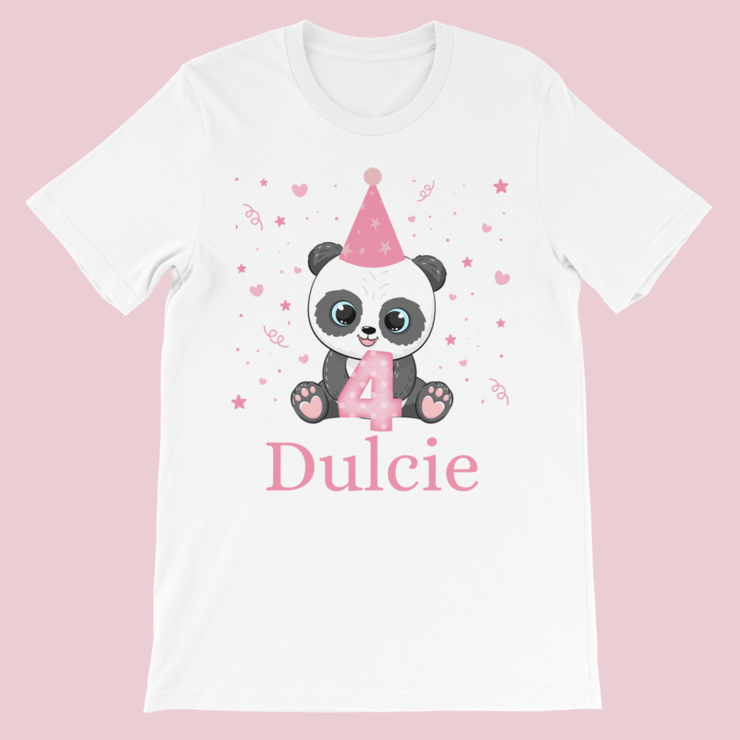 girls 4th birthday panda birthday t-shirt