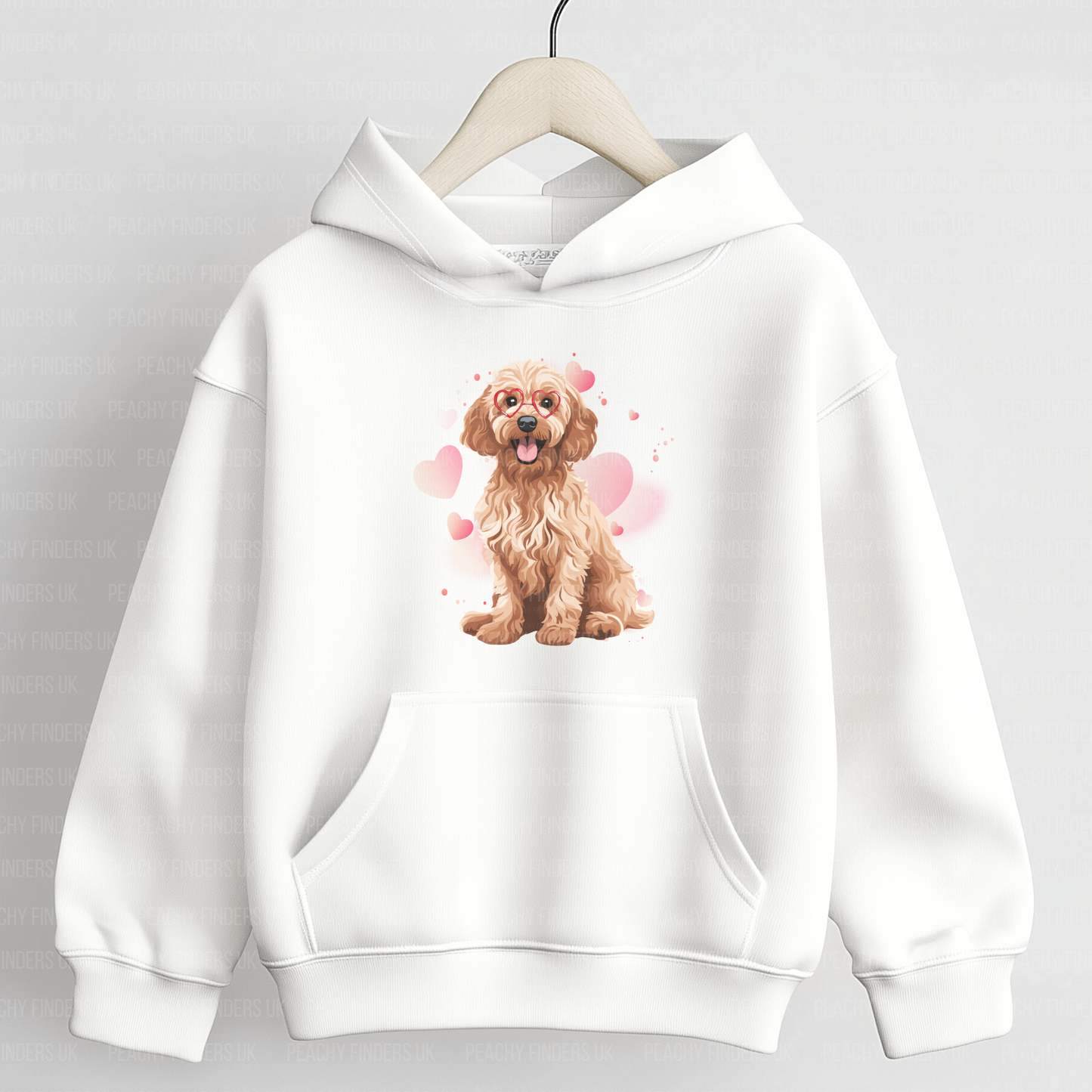 Cockapoo and Hearts - Girls Pullover Hoodie