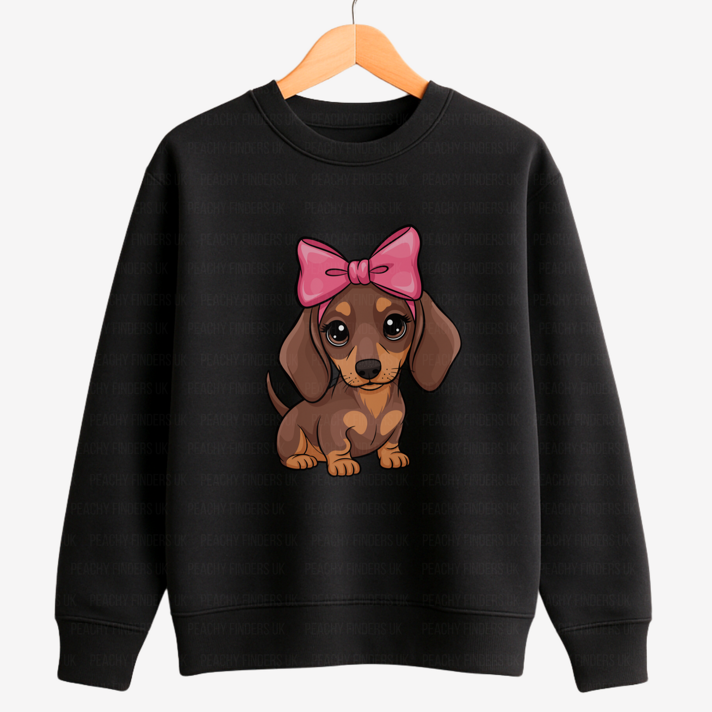 Girls Cute Coquette Big Bow Dachshund Sweatshirt