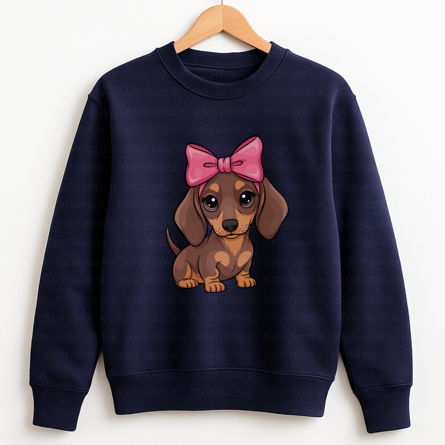 Girls Cute Coquette Big Bow Dachshund Sweatshirt