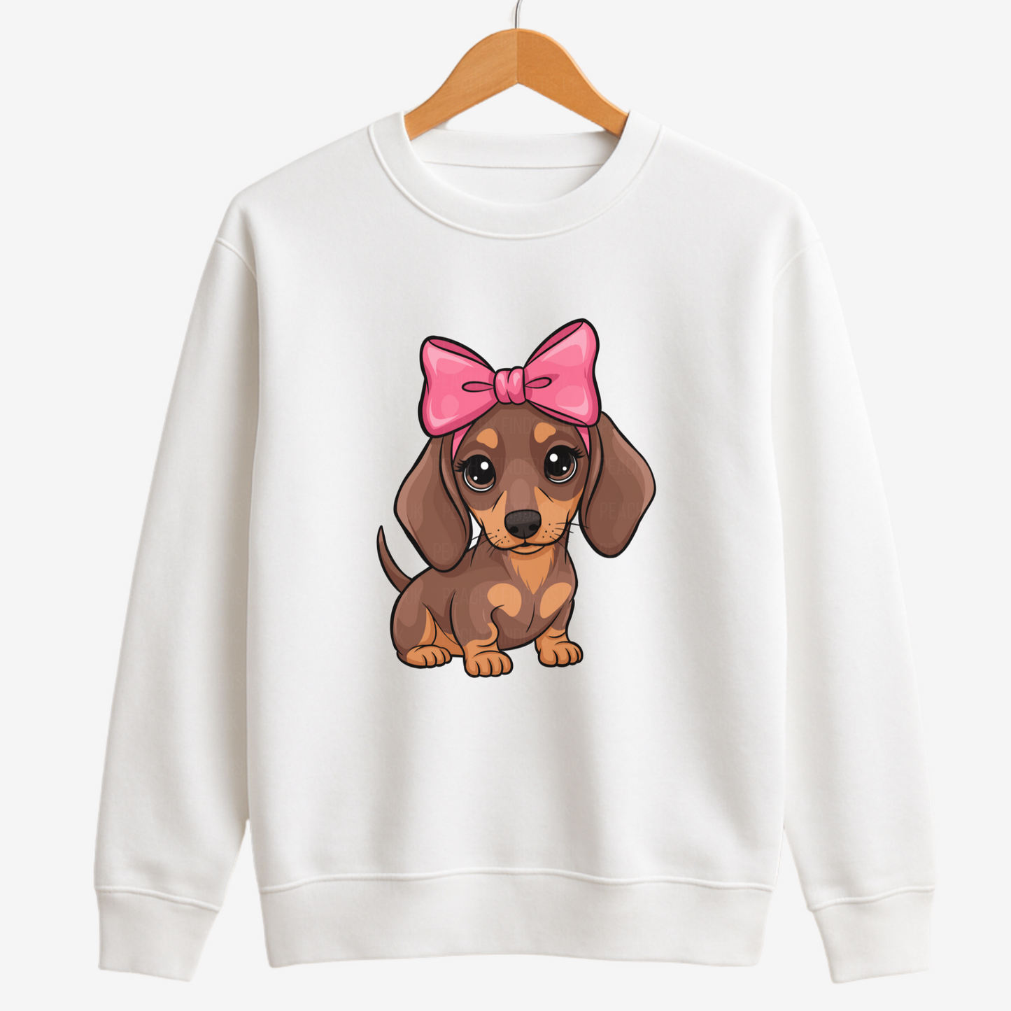 Girls Cute Coquette Big Bow Dachshund Sweatshirt