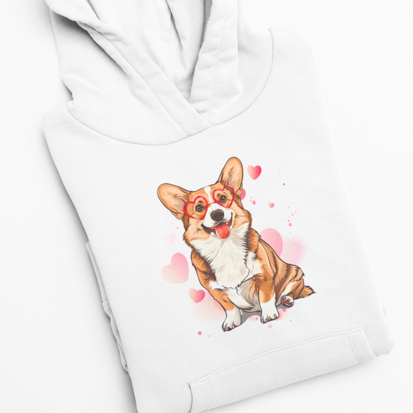 Girls Happy Corgi Pullover Hoodie