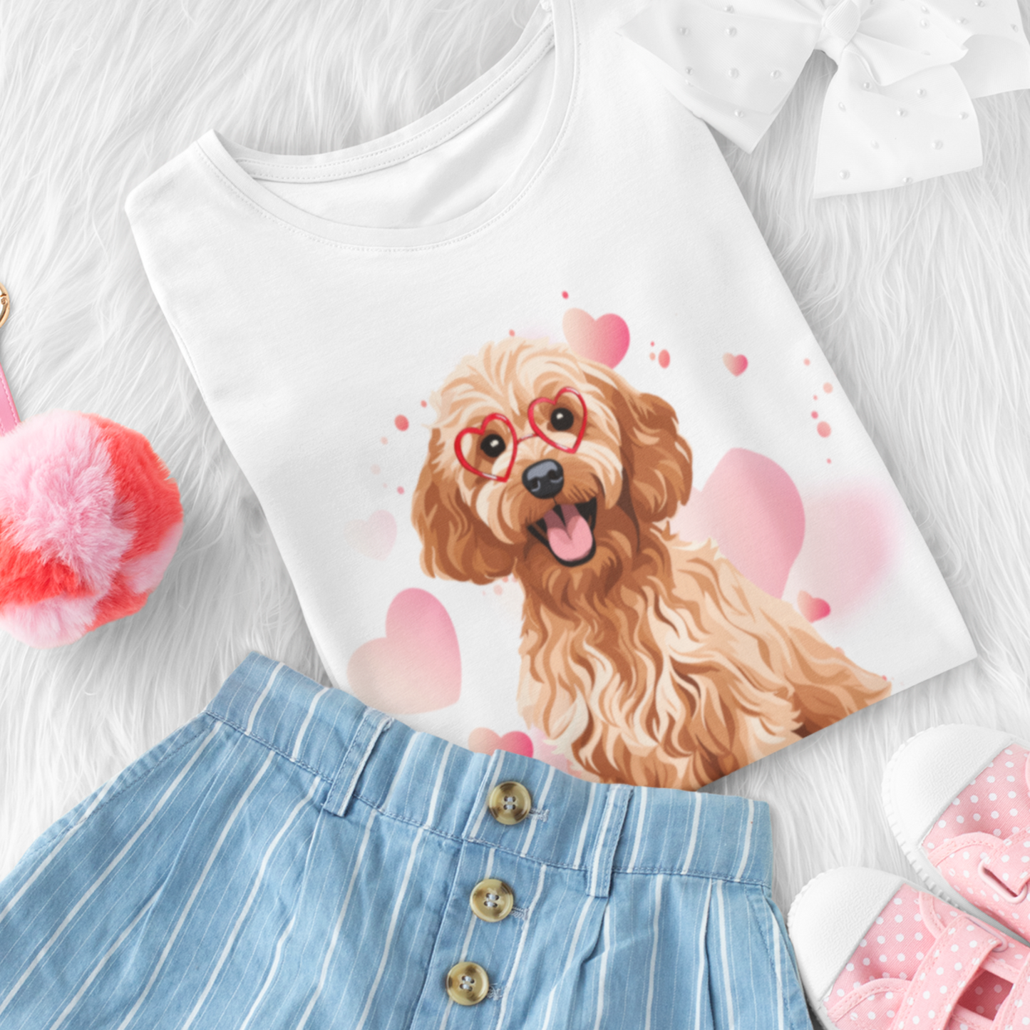 Cockapoo and Hearts - Kids Unisex T-shirt | 3 - 13 years