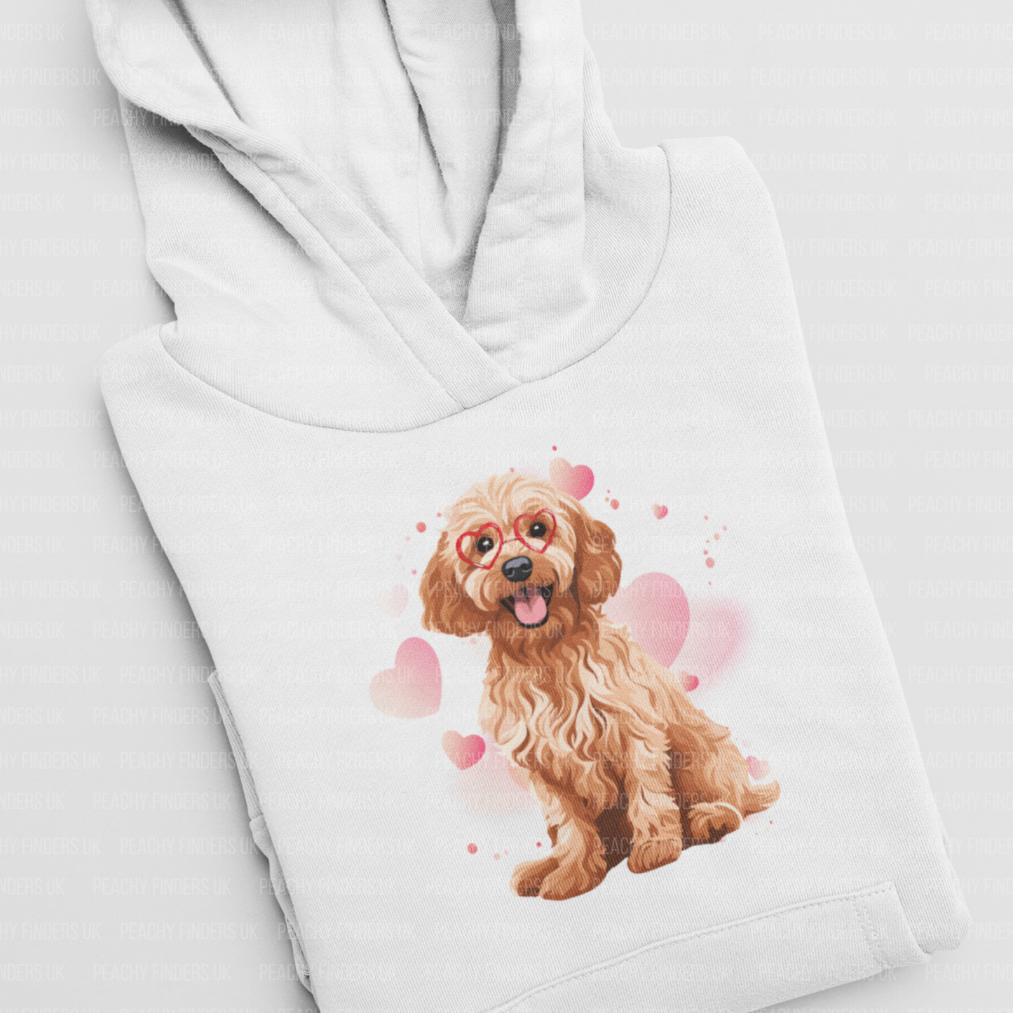 Cockapoo and Hearts - Girls Pullover Hoodie