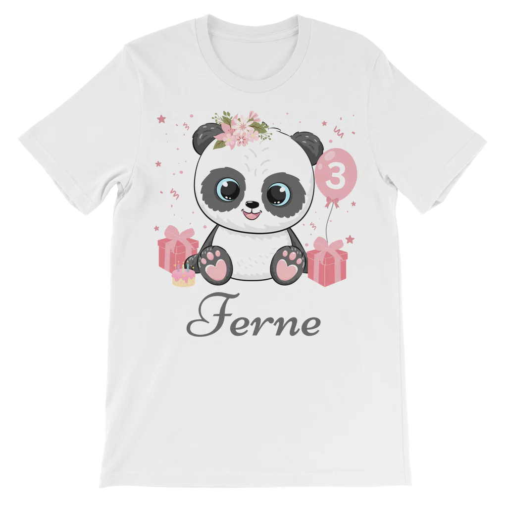 Personalised Birthday Floral Panda T-shirt | 3 - 13 years