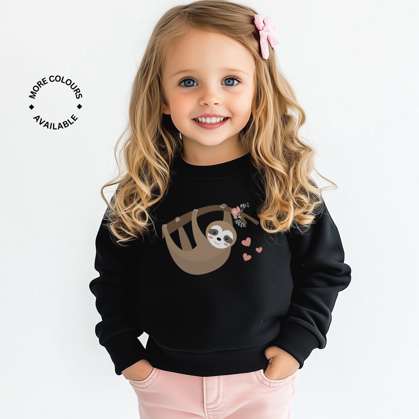 Cute Hanging Sloth - Girls Sweatshirt Jumper | 5 - 13 years