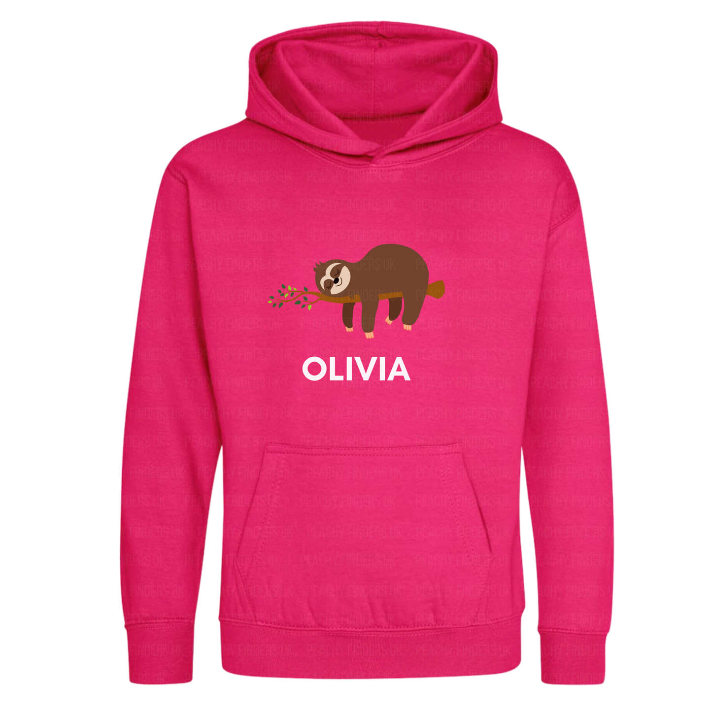 Girls Personalised Sloth Pullover Hoodie | 3 - 13 years