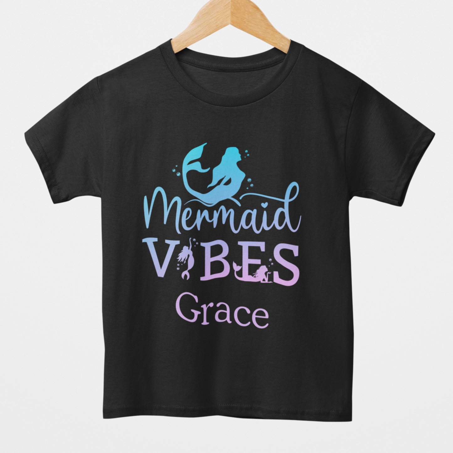 Girls Personalised Mermaid Vibes T-shirt | 3 - 13 years