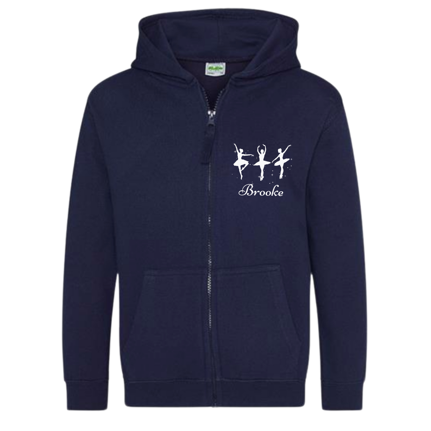 Girls Personalised Ballet/Dance Zip Hoodie | 3 - 13 years
