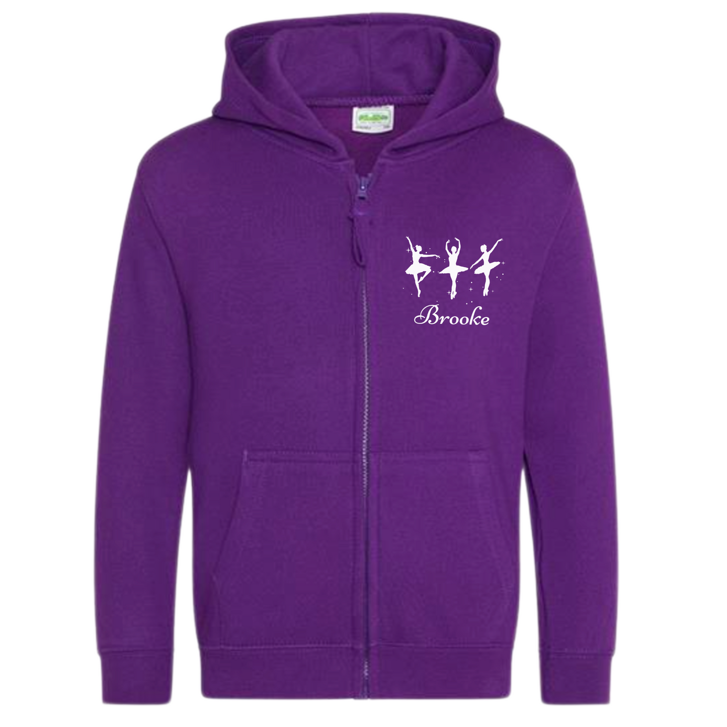 Girls Personalised Ballet/Dance Zip Hoodie | 3 - 13 years