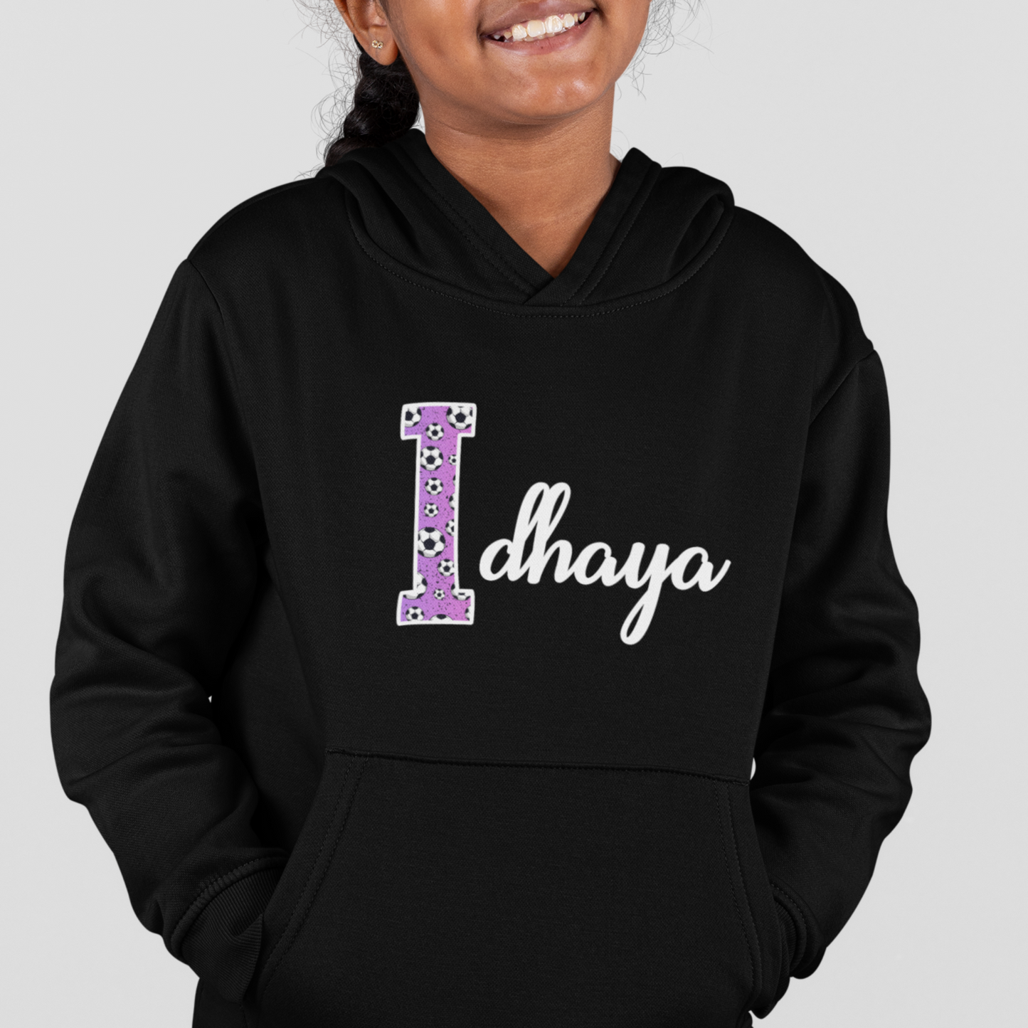 Girls Personalised Football Initial and Name Hoodie | 3 - 13 years
