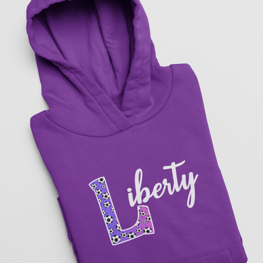 Girls Personalised Football Initial and Name Hoodie | 3 - 13 years
