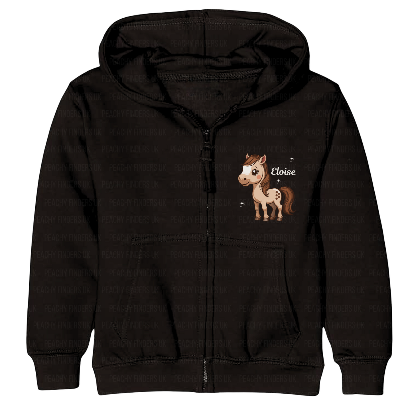 Girls Personalised Horse/Pony Full Zip Hoodie | 3 - 13 years
