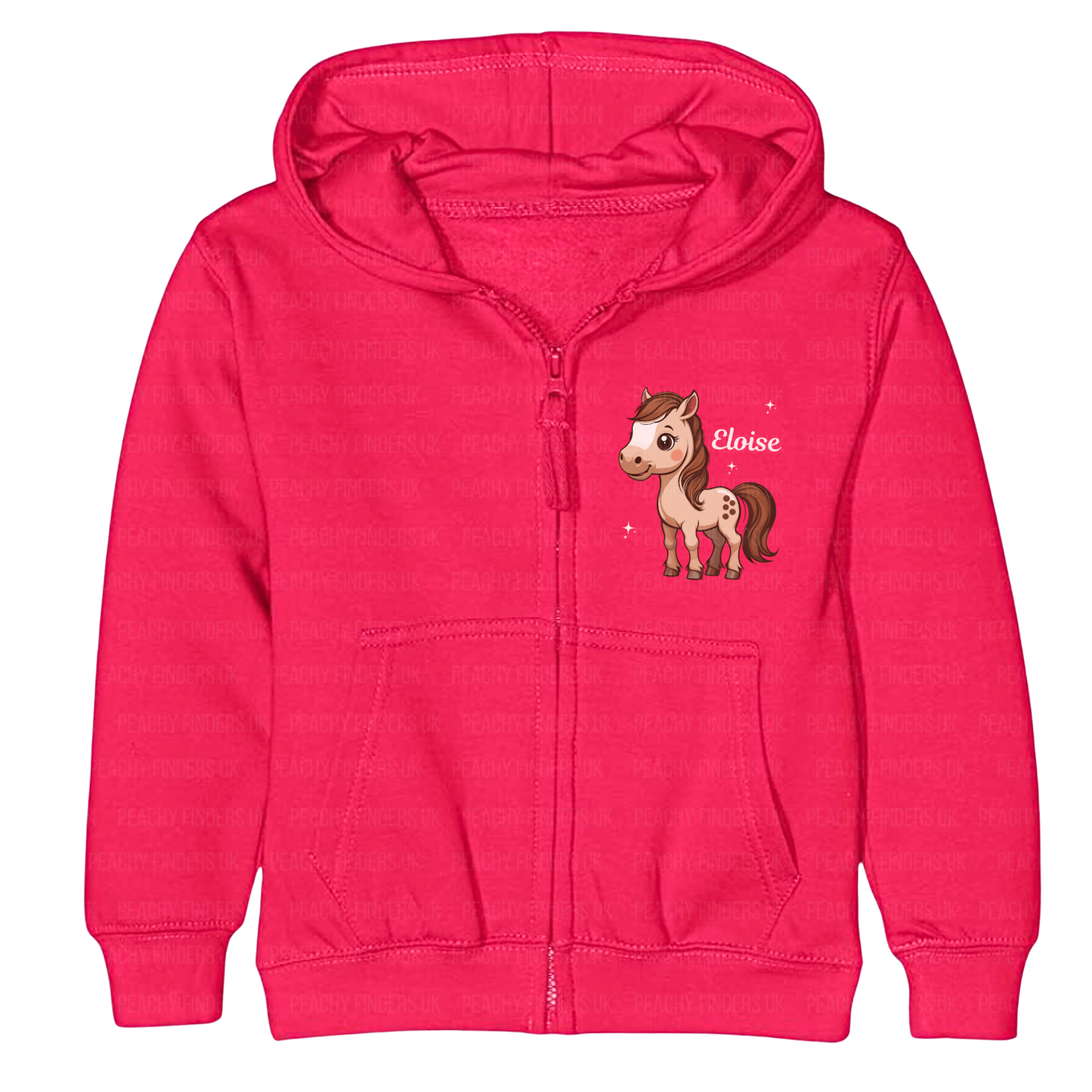 Girls Personalised Horse/Pony Full Zip Hoodie | 3 - 13 years